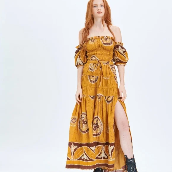 knee length dresses for ladies Anthropologie Love The Label Floral Printed Maxi Dress – White Chocolate  Couture main image 1